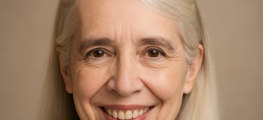 Adult woman smiling in a professional portrait, representing a second-career ministry student