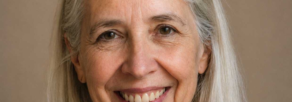 Adult woman smiling in a professional portrait, representing a second-career ministry student