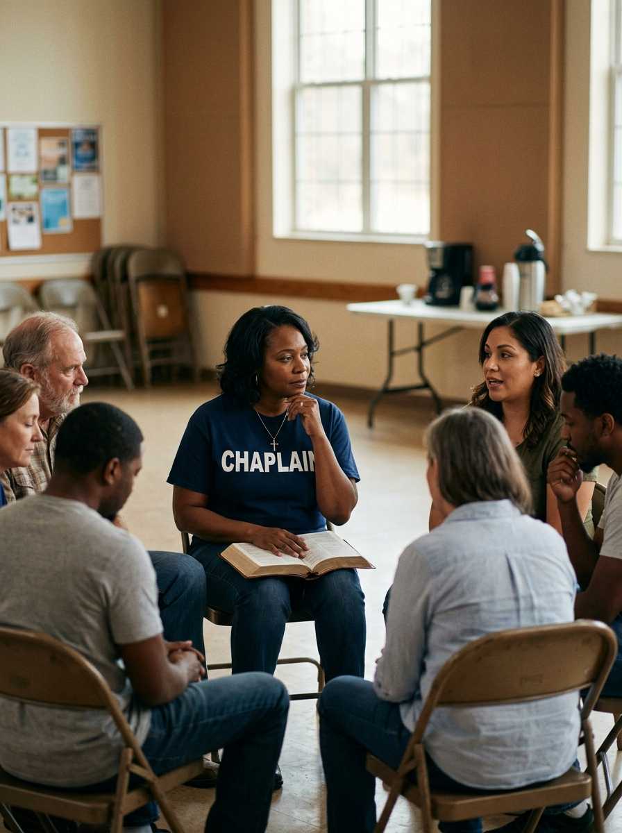 Recovery Chaplain listening during a church recovery support group.