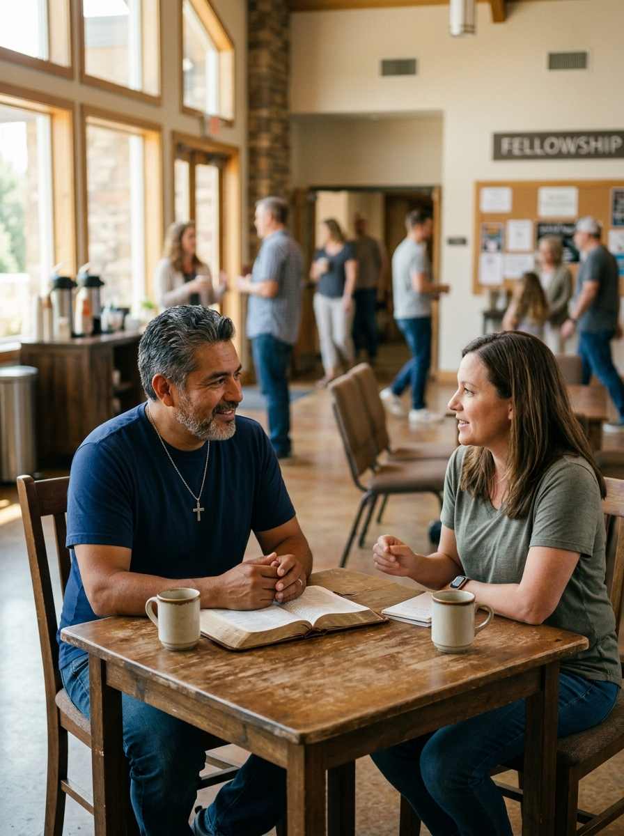 Soul Coach listening while sharing Scripture during a Christian encouragement conversation.